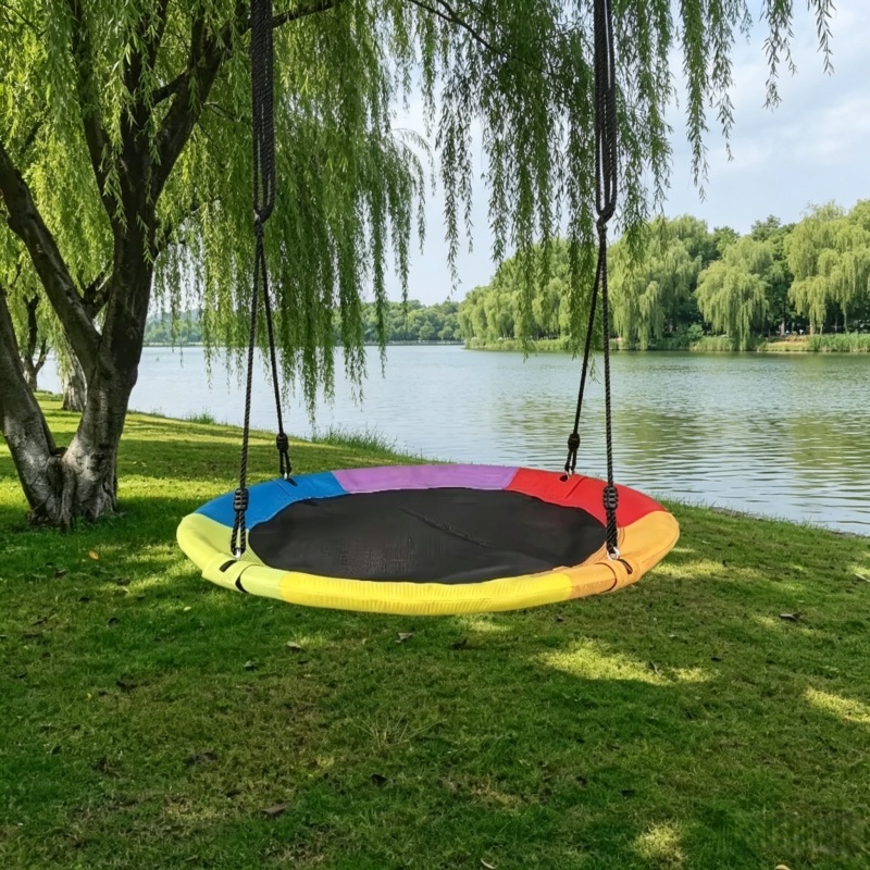 Kids Outdoor Hammock Swing - 원형 옥스포드 네트 캔버스 어린이 해먹