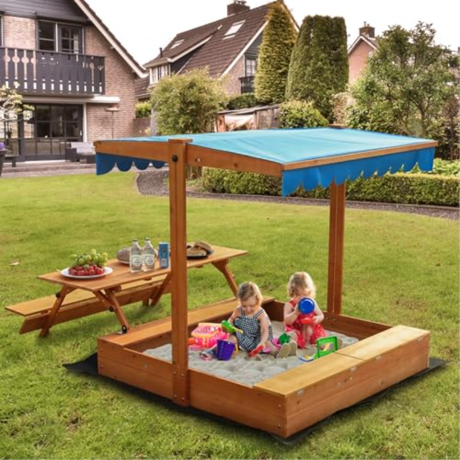 Kids Outdoor Picnic Table - 뒷마당 야외용 어린이 나무 모래놀이터, 피크닉