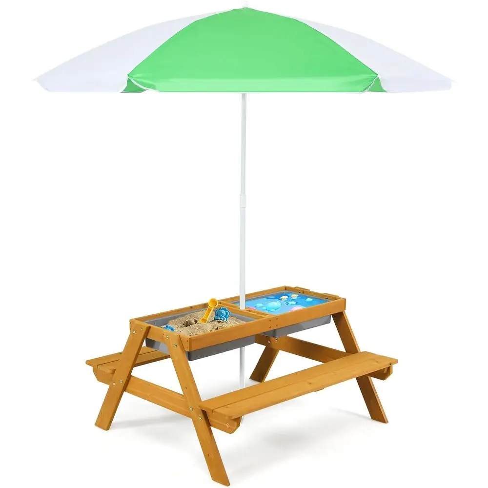 Kids Outdoor Picnic Table - 3-in-1 높이 조절 가능한 우산형 어린이