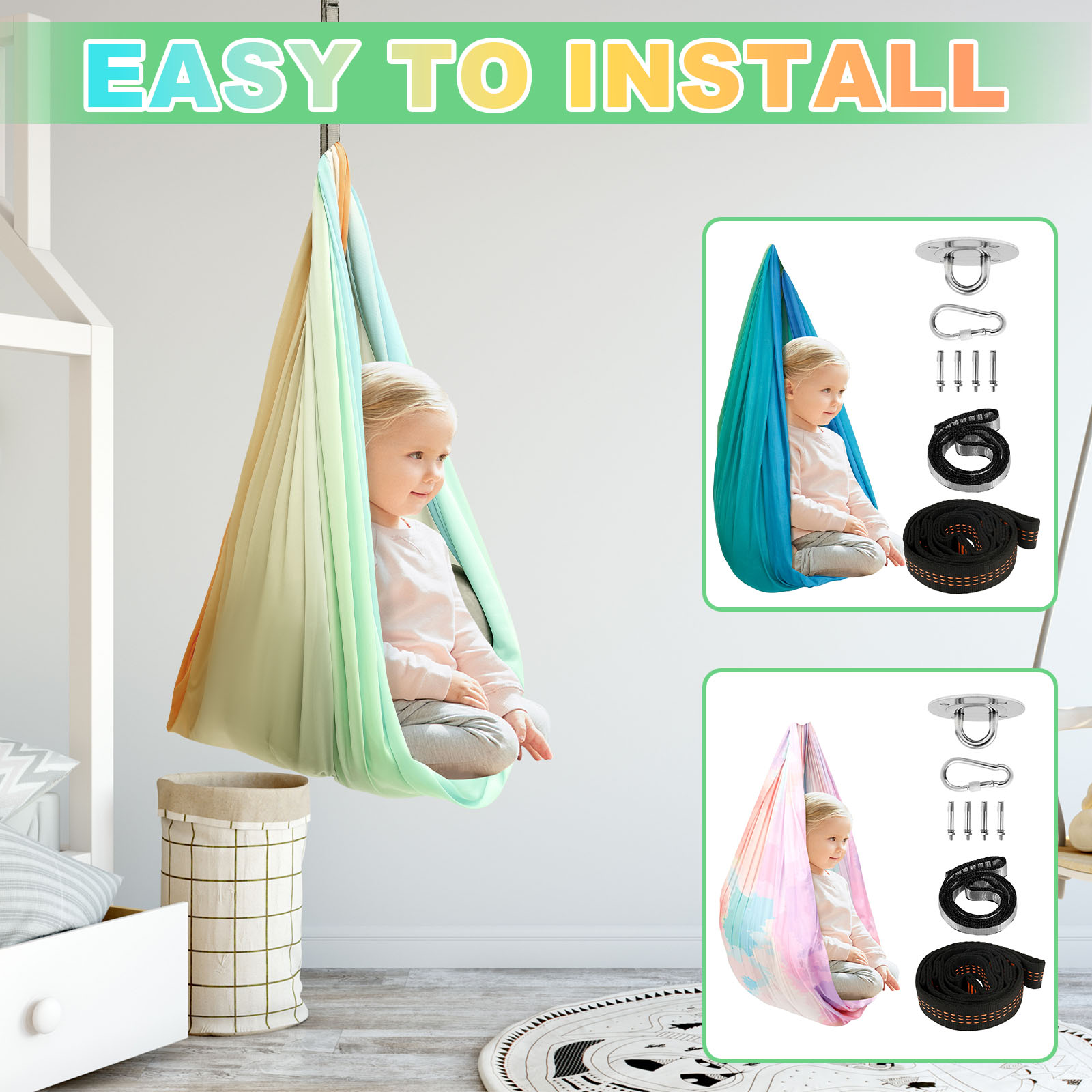 Kids Outdoor Hammock Swing - 감각 스윙 진정 압박 요법 스윙