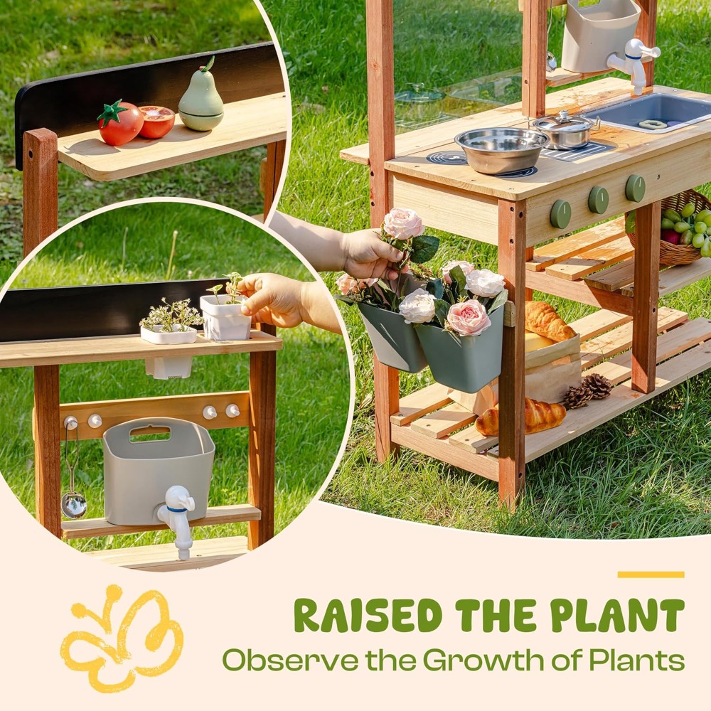 Kids Outdoor Mud Kitchen - 미국산 어린이용 야외 놀이용 나무 진흙