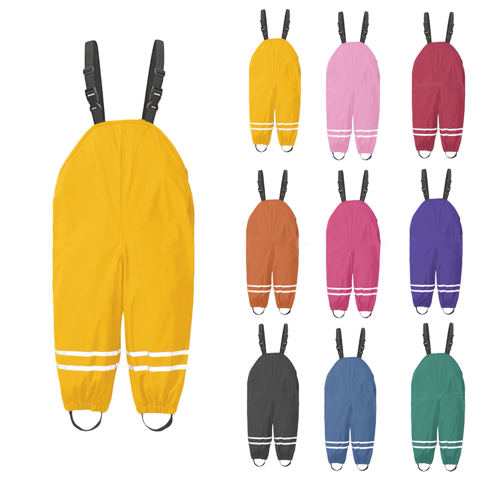 Kids Outdoor Jumpsuit - 1-8세 유아용 레인 팬츠 블루 핑크