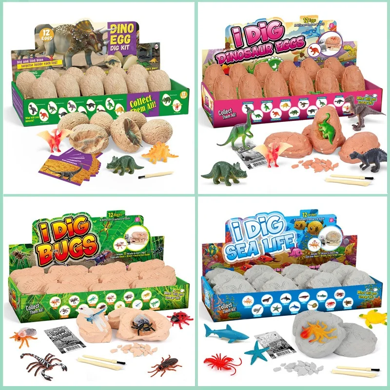 Kids Outdoor Digger - 12개입 고고학 공룡 알 발굴 키트