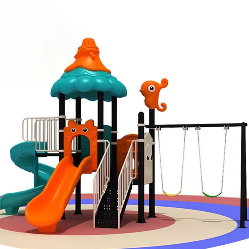 Kids Outdoor Swing Set With Slide - 대형 내구성 플라스틱 어린이 그네 세트