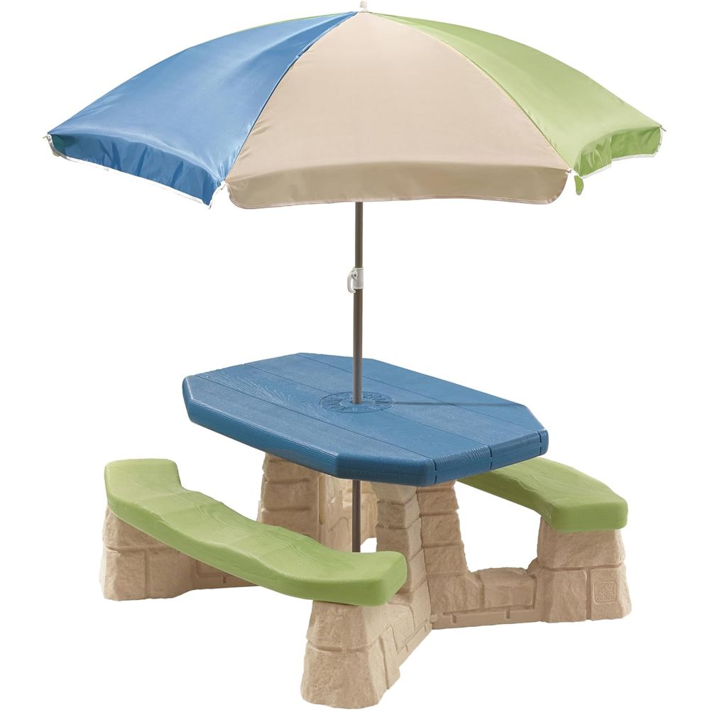 Kids Outdoor Picnic Table - 탈부착 가능한 우산이 있는 자연스럽고 재미있는