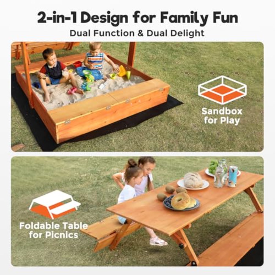 뒷마당 야외용 어린이 나무 모래놀이터, 피크닉 테이블  - Kids Outdoor Picnic Table 리뷰 및 가격