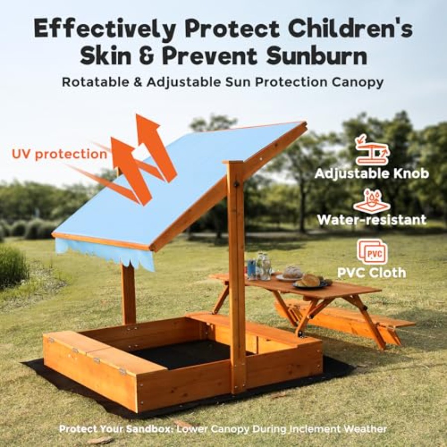 뒷마당 야외용 어린이 나무 모래놀이터, 피크닉 테이블  - Kids Outdoor Picnic Table 리뷰 및 가격