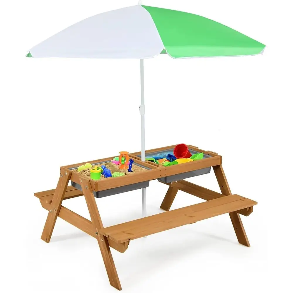 4-in-1 나무 모래놀이 및 물놀이 피크닉 테이블 ( - Kids Outdoor Picnic Table 리뷰 및 가격