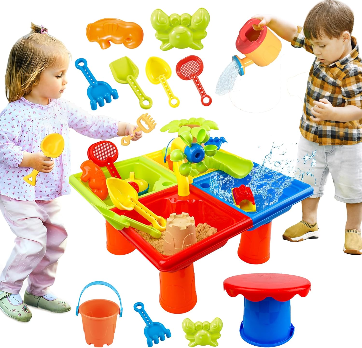 유아를위한 25 Pcs 여름 물 테이블 4 In 1 어 - Kids Outdoor Activity Toys 리뷰 및 가격