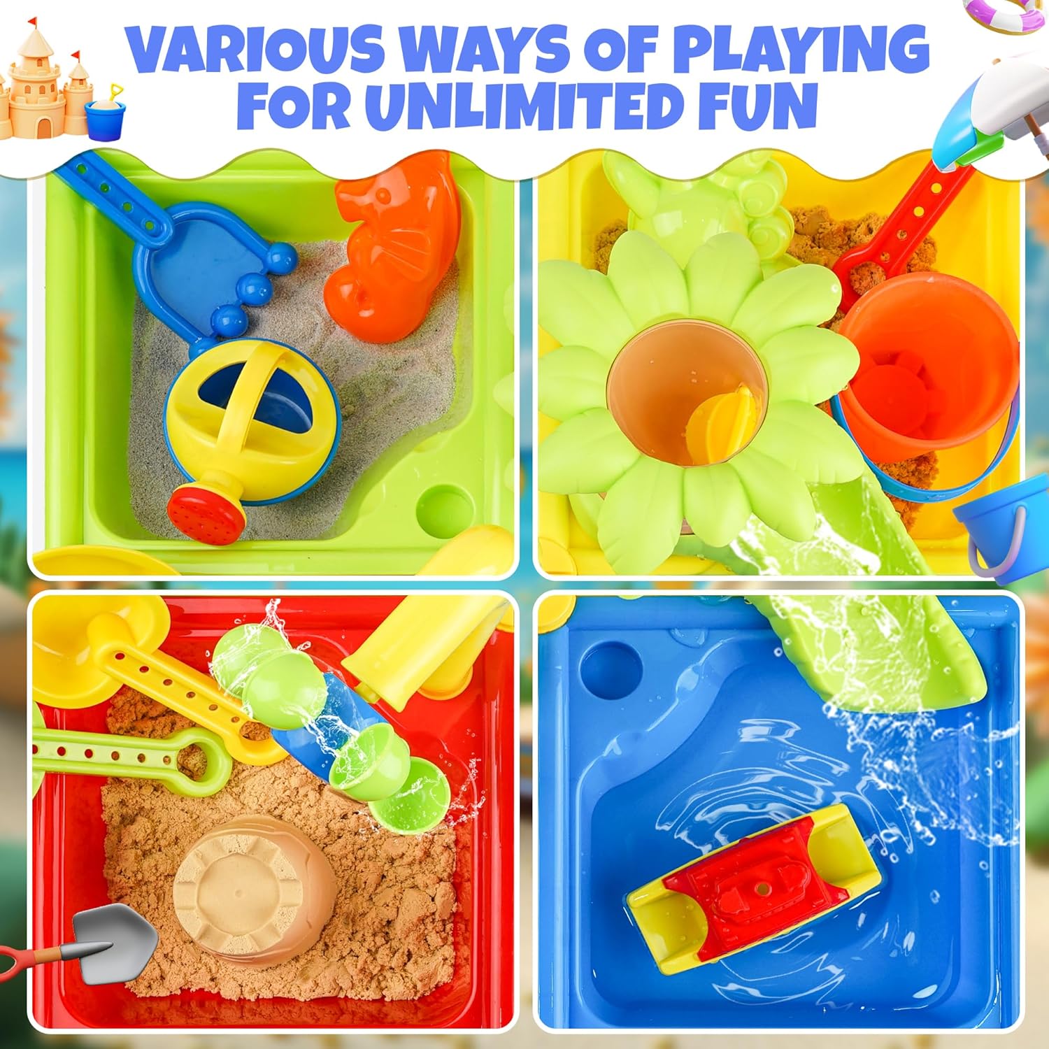 유아를위한 25 Pcs 여름 물 테이블 4 In 1 어 - Kids Outdoor Activity Toys 리뷰 및 가격
