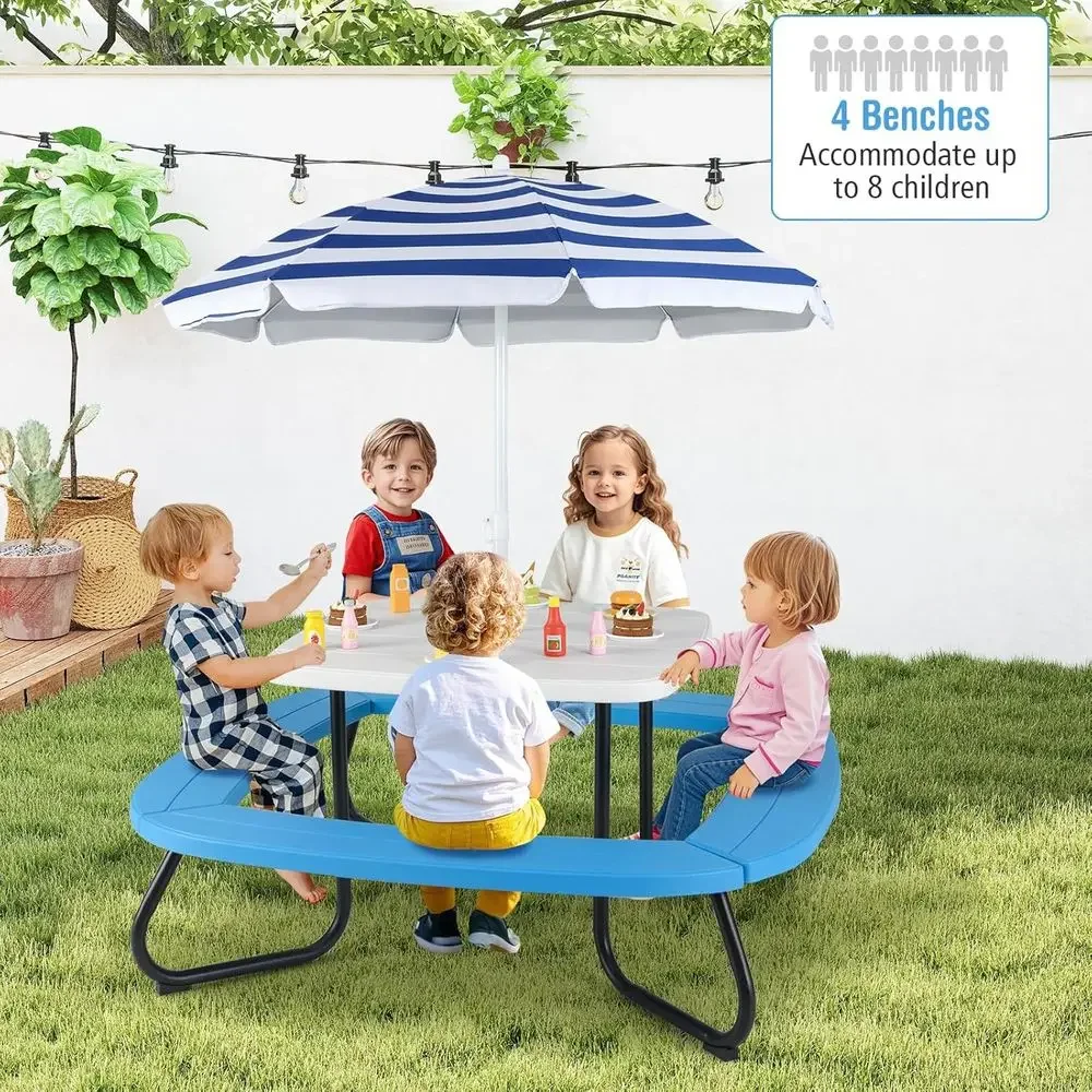 8인용 어린이 피크닉 테이블(우산 포함), 유아용 활동 - Kids Outdoor Picnic Table 리뷰 및 가격