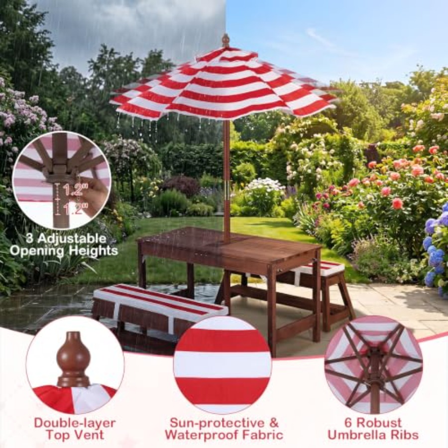 야외용 어린이 피크닉 테이블, 파티오/마당용, 나무로  - Kids Outdoor Wooden Table 리뷰 및 가격