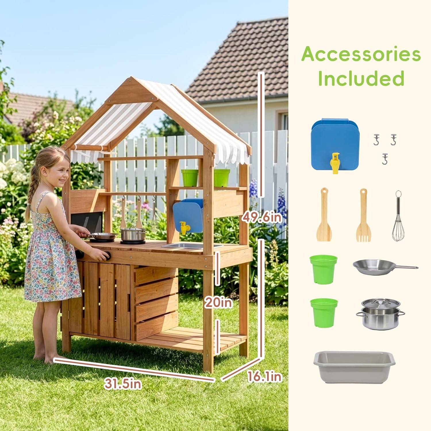 # 머드 키친 야외 놀이 세트 캐노피 칠판 정원 도구  - Kids Outdoor Mud Kitchen 리뷰 및 가격