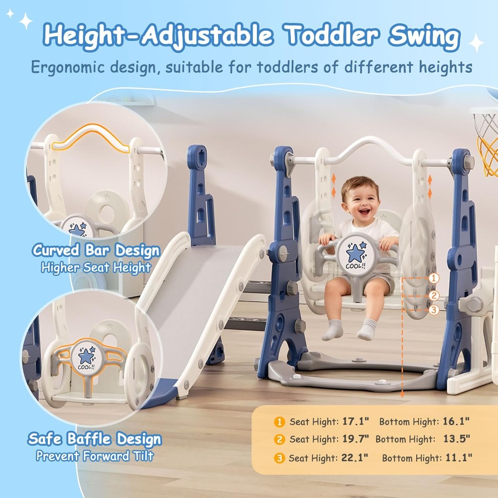 6-in-1 유아용 슬라이드 스윙 세트(1~3세용),  - Kids Outdoor Swing Set With Slide 리뷰 및 가격