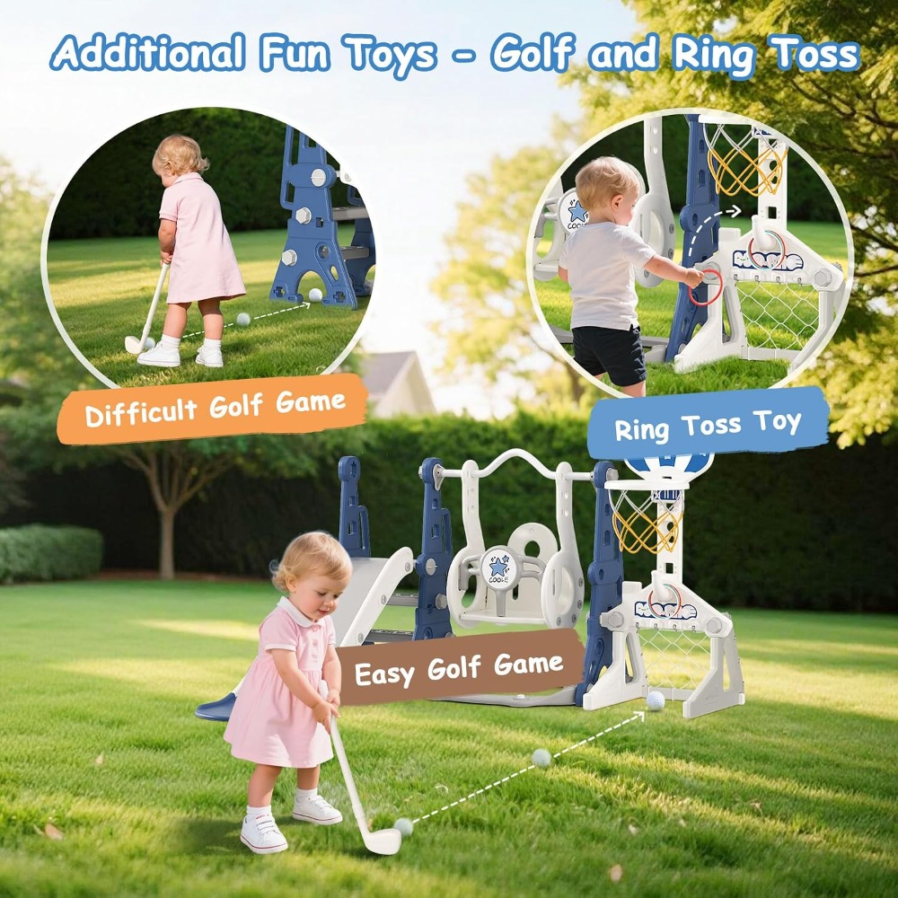 6-in-1 유아용 슬라이드 스윙 세트(1~3세용),  - Kids Outdoor Swing Set With Slide 리뷰 및 가격