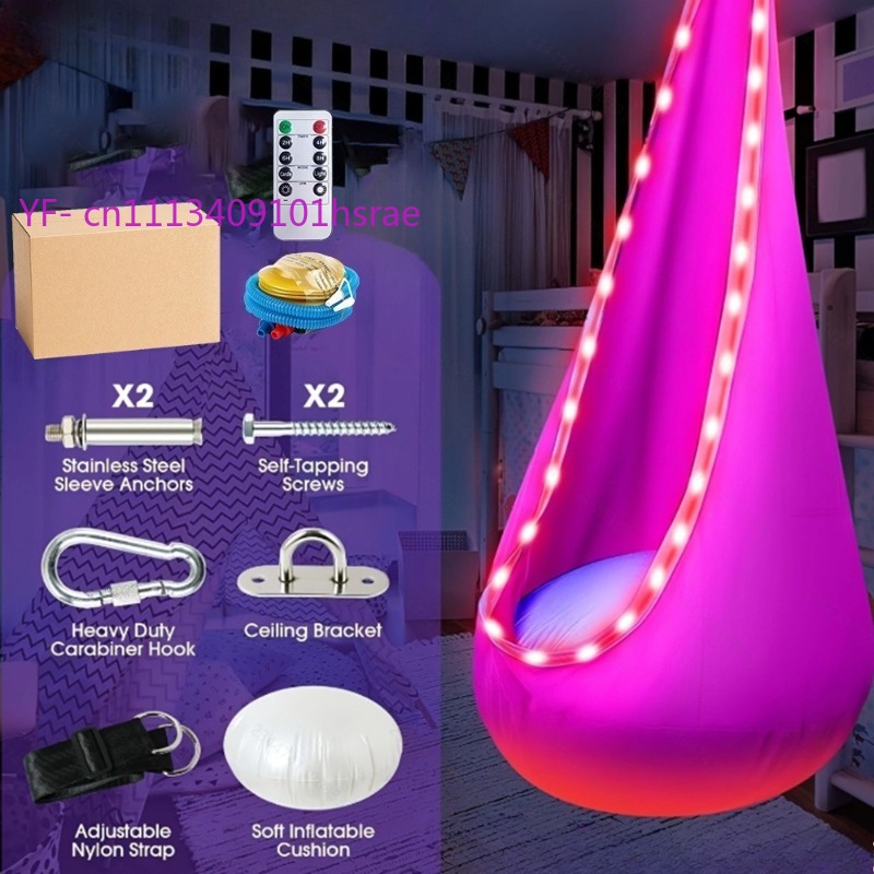 빛나는 LED 풍선 해먹 휴대용 플러시 행잉 스윙 의자 - Kids Outdoor Hammock Swing 리뷰 및 가격