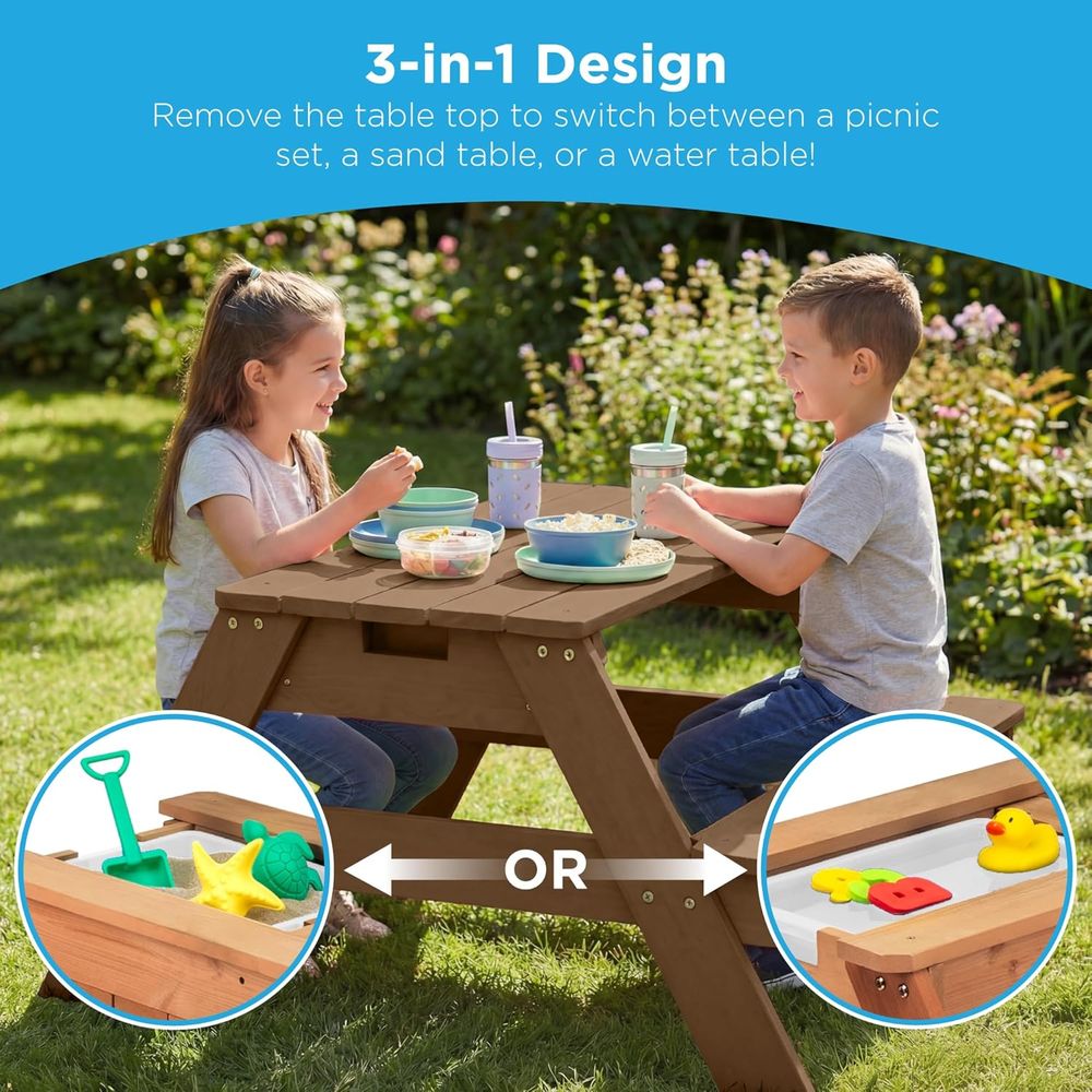어린이용 피크닉 테이블(우산 포함), 3-in-1 모래 - Kids Outdoor Picnic Table 리뷰 및 가격