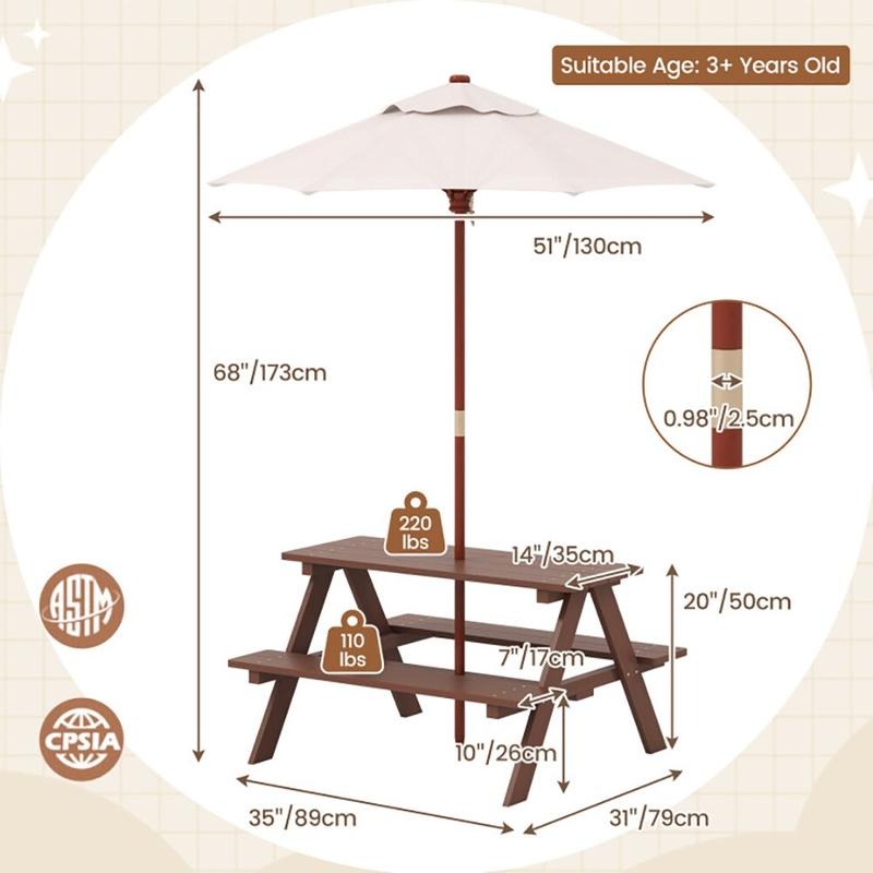 야외용 4인용 어린이 피크닉 테이블 벤치 세트 (탈부착 - Kids Outdoor Picnic Table 리뷰 및 가격