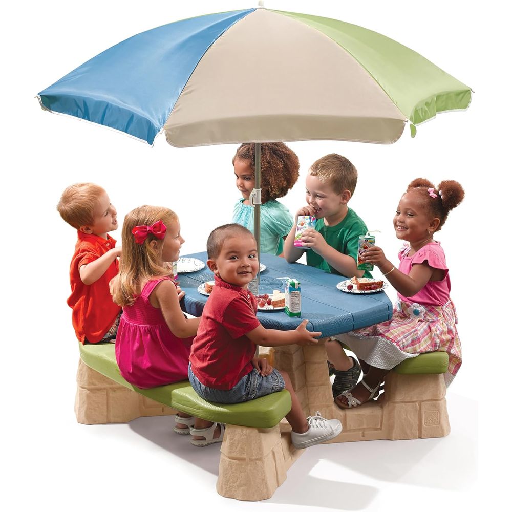 탈부착 가능한 우산이 있는 자연스럽고 재미있는 어린이  - Kids Outdoor Picnic Table 리뷰 및 가격