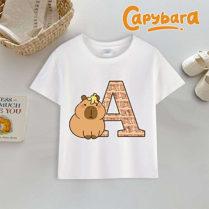 Capybara 티셔츠 편지 A-Z 인쇄 탑 귀여운 만 - Kids Outdoor Wear 리뷰 및 가격