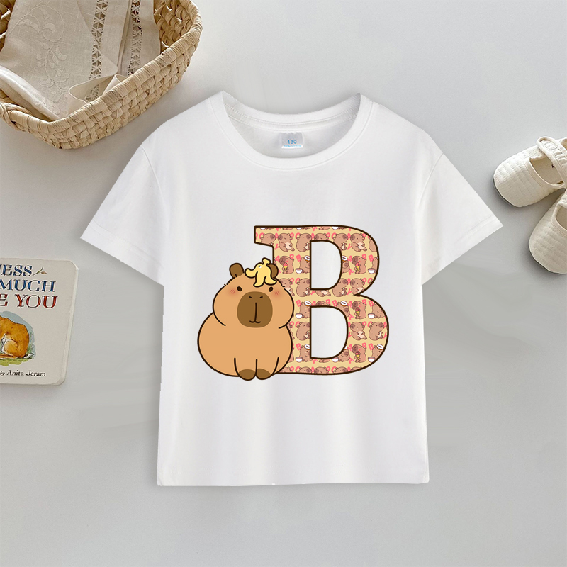 Capybara 티셔츠 편지 A-Z 인쇄 탑 귀여운 만 - Kids Outdoor Wear 리뷰 및 가격