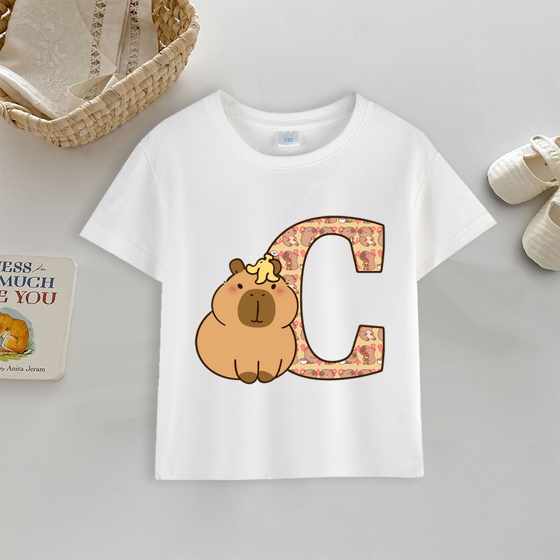 Capybara 티셔츠 편지 A-Z 인쇄 탑 귀여운 만 - Kids Outdoor Wear 리뷰 및 가격