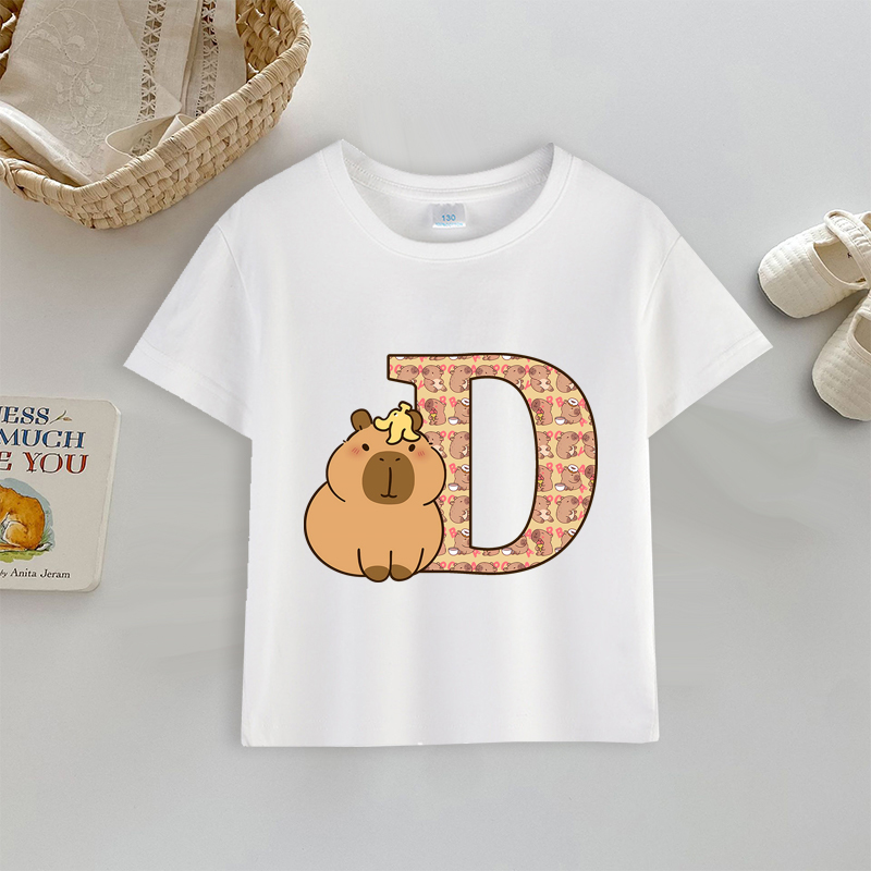 Capybara 티셔츠 편지 A-Z 인쇄 탑 귀여운 만 - Kids Outdoor Wear 리뷰 및 가격