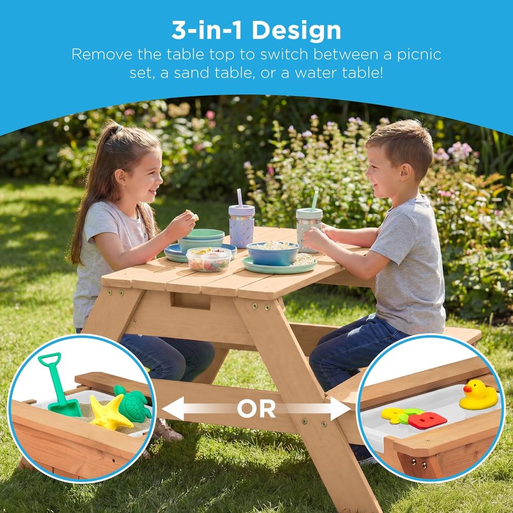 어린이용 피크닉 테이블(우산 포함), 3-in-1 모래 - Kids Outdoor Picnic Table 리뷰 및 가격